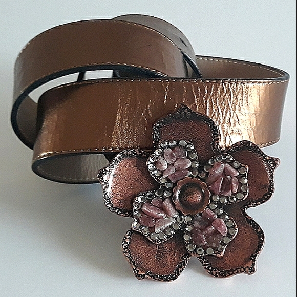 Leatherock Accessories - Leatherock Austrian Crystal Semi-Precious Stone Metal Buckle Soft Leathe…